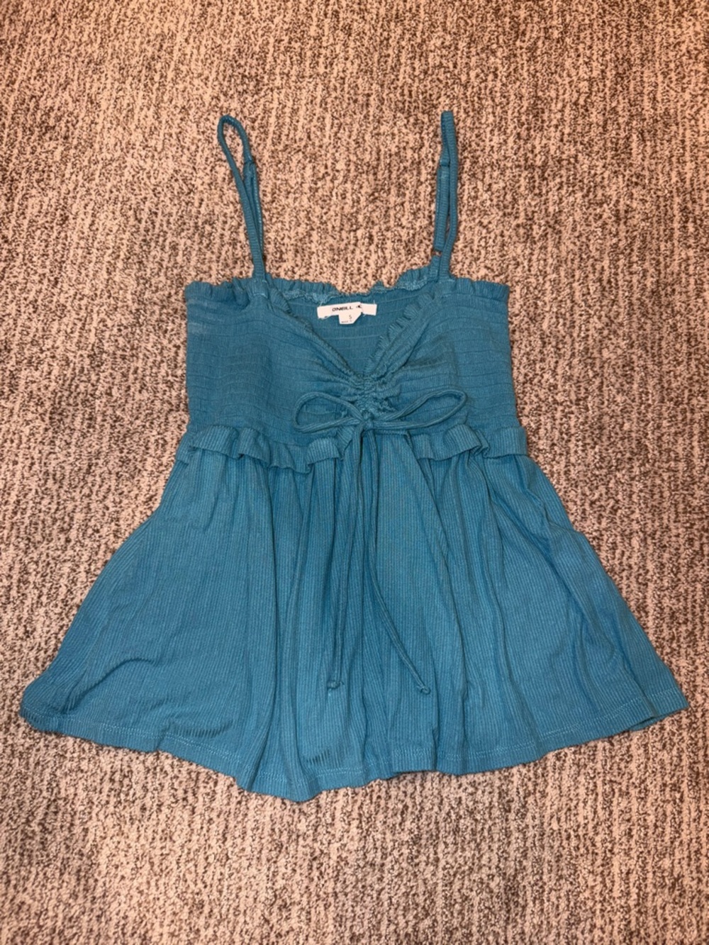 O'Neill Teal Smocked Tie-Front Camisole